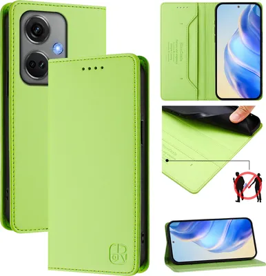 Immagine prodotto di Custodia in pelle per OnePlus Nord CE3, flip case con slot per carte, portafoglio e supporto Verde