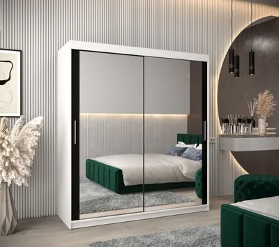Produktbild von Schwebetürenschrank mit einer Breite von 180 cm TIMEA 3 – Weiß/Schwarz