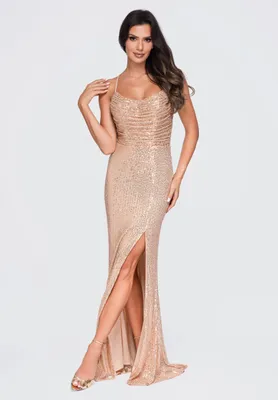 Produktbild von LARICA Kleid Maxi Cowl Neck Eleganz LA-OM-DLR419 gold S