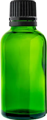 Image de Flacon en verre vert 30 ml avec compte-gouttes noir, filetage 18/415