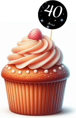 Produktbild von Topper zum 40. Geburtstag, schwarzer Hintergrund, weiße Schrift, 6 Stück.