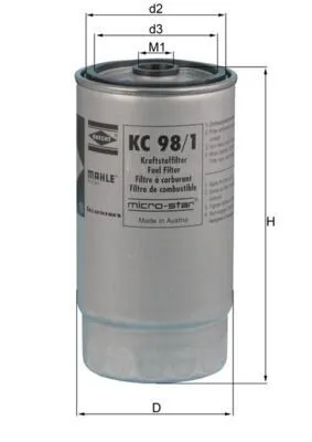 Produktbild von Kraftstofffilter MAHLE KC 98/1 für BMW 7 (E38) Anschraubfilter