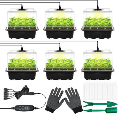 Productafbeelding van Mini-broeikas set - 6 stuks - voor binnenshuis - 32 x 25 x 21 cm - stevig - ideaal voor zaailingen en kruiden