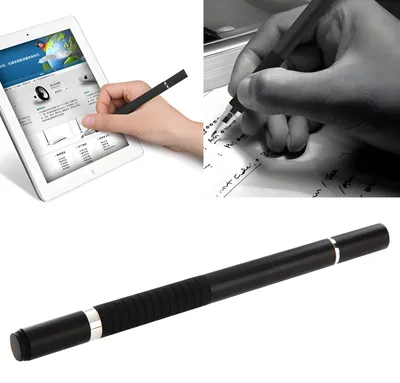 Image de subtel stylo à bille et stylet couleur argent pour écran tactile 2 en 1 avec pointes à disque compatible avec iPad, iPhone, Samsung, Kindle Fire et autres appareils tactiles