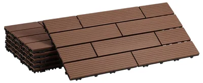 Obrázek produktu pro ISOISL 24 kusů terasových dlaždic o rozměrech 30 x 60 cm s klikacím systémem, odolných vůči UV záření a povětrnostním vlivům, vhodné pro terasu, bazén a balkon, barva hnědá