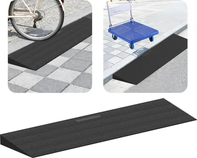 Produktbild von Bettizia Gummi Türschwellenrampe 90 x 14 x 1.5 cm, max. 1T Tragkraft, Rutschfest Schwellenrampe für Rollstuhl & Rollator, Bordsteinrampe kürzbar