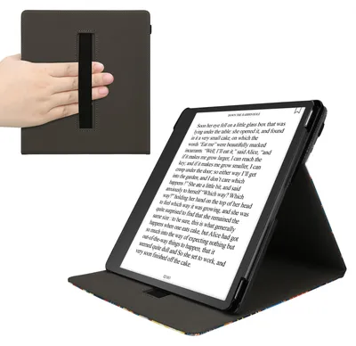 Produktbild von kwmobile Hülle kompatibel mit Amazon Kindle Scribe (2024) Hülle - Case mit Schlaufe und Ständer - Galaxie Baum Wiese Blau Grau Schwarz