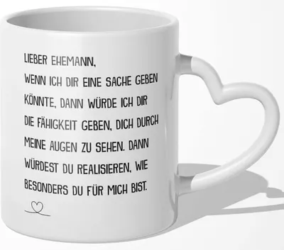 Produktbild von 22Feels Ehemann Geschenk Erster Hochzeitstag Kaffeetasse Männer Ehepartner Tasse Valentinstag für Ihn Geburtstag Weihnachten Liebe Hochzeitsjubiläum (Herzhenkel Weiss)