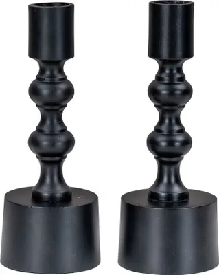 Produktbild von 2er Set Kerzenhalter Schwarz Stabkerzen H17cm Metall Kerzenständer Tischdeko