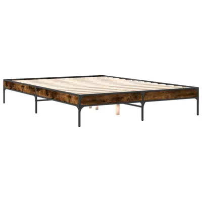 Image de Cadre de lit sans matelas chêne fumé 140x200 cm