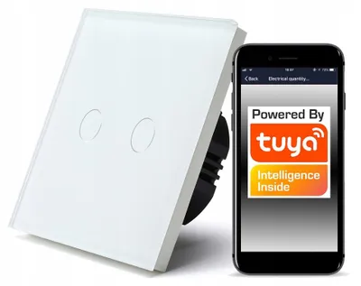 Zdjęcie produktu dla Włącznik Dotykowy WiFi TUYA 2obw. biały #z N/bez N