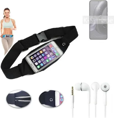 Produktbild von K-S-Trade Bauchtasche Gürteltasche kompatibel mit Motorola Edge 30 Neo schwarz + Kopfhörer. Sport Running Jogging Fitness Laufen Umhängetasche