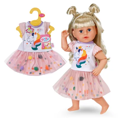 Produktbild von BABY born Einhornkleid mit Tutu mit bunten Konfetti-Punkten für 43cm Puppen