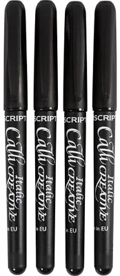 Produktbild von Kalligrafie-Marker, Strichstärke 1,4+2,5+3,6+4,8 mm, Schwarz, 4 Stk/ 1 Pck [HOB-14197]