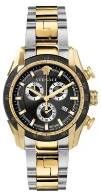 Zdjęcie produktu dla Versace VE2I00421 V-Ray Chronograph czarny złoty srebrny zegarek męski ze stali nierdzewnej NOWOŚĆ