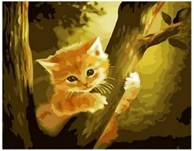 Produktbild von Malen nach Zahlen: Katze auf einem Baum, 50x40 cm, auf Leinwand auf Keilrahmen