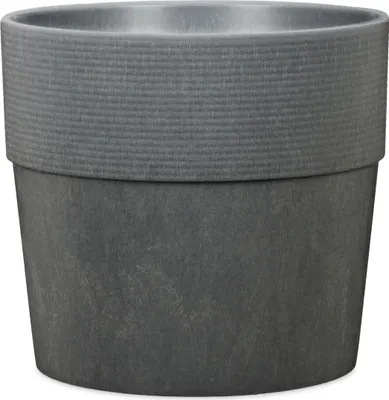 Produktbild von Scheurich Groove+ 30, Pflanzgefäß/Pflanzkübel, rund,  aus Kunststoff Farbe: Carbon, 28,5 cm Durchmesser, 26,2 cm hoch, 11 l Vol.
