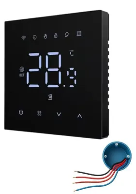 Productafbeelding van Thermostaat Inbouw Zwart Touchscreen - Wifi Verbinding - Programmeerbaar - Voor Elektrische Vloerverwarming