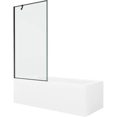 Obrázek produktu pro Mexen Cubik obdélníková vana 150 x 70 cm s pláštěm 1-křídlovou zástěnou 90 cm, Černý vzor - 550315070X9509007070