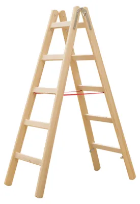 Zdjęcie produktu dla Drewniana drabina szczeblowa Hymer, dwustronny dostęp, 2x5 szczebli, wysokość pionowa 1,45 m, wysokość zasięgu 2,85 m, waga 8,0 kg