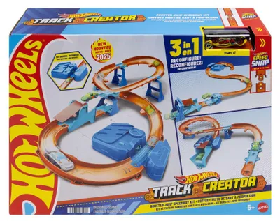 Produktbild von Hot Wheels Track Builder Boosted Jump Speedway Set mit motorisiertem Booster