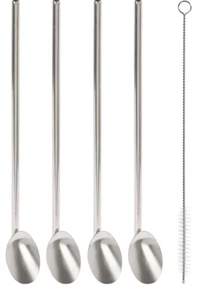 Produktbild von Excellent Houseware Strohhalm-Set, Edelstahl 18/10, 21,5 x 0,6 cm, Silber