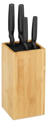 Image de Bloc à couteaux sans couteaux - Vide - En bambou - Pour 6 couteaux - Dimensions : 24 x 12 cm - Récipient à couteaux - Naturel