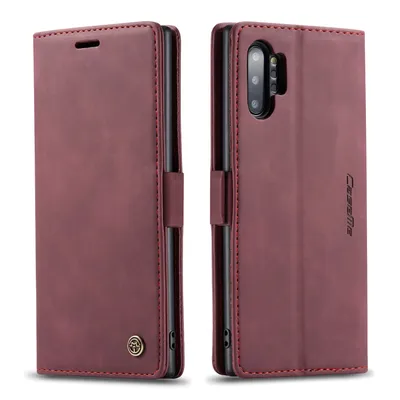 Immagine prodotto di Custodia Galaxy Note 10+ Plus, Custodia retrò in Finto cuoio, tasche per carte, chiusura magnetica, custodia con funzione stand per Samsung Galaxy Note 10 Plus / Note 10+ rosso