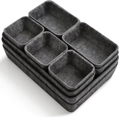 Immagine prodotto di Set di organizer per cassetti - Contenitori - Organizzazione cassetti - 9 pezzi - 4 dimensioni - Grigio