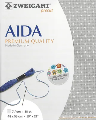 Produktbild von AIDA Zweigart Vorschnitt 18 ct. Fein-Aida 3793 petit points Farbe 7349 grau/weiß gepunktet, Kreuzstichstoff 48x53cm