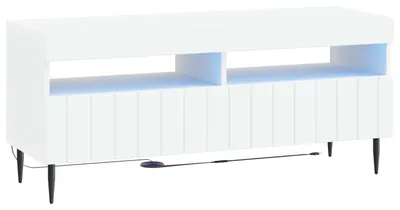 Image de Meuble TV LED, blanc, en panneaux de particules
