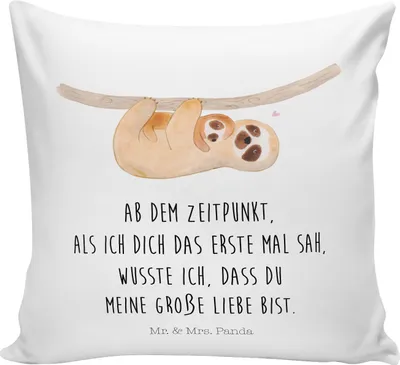 Produktbild von Mr. & Mrs. Panda kuschelkissen 40x40 Faultier Kind - Weiß - Geschenk, Dekokissen, Mama, kissen für sofa, Sofakissen, Mutter, Baby, Kinder