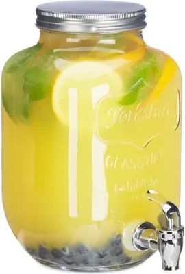 Produktbild von Retro Getränkespender aus Glas mit Zapfhahn, 3,5 Liter, für Feiern & Partys