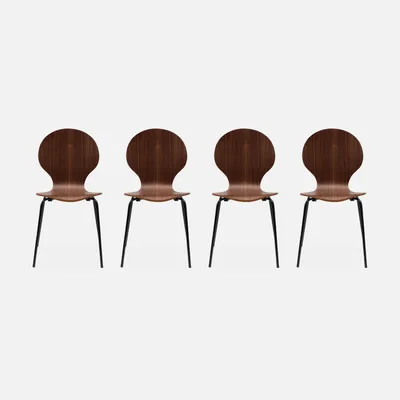 Immagine prodotto di Set 4 sedie impilabili in legno di hevea con gambe in acciaio, Marrone