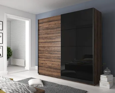 Obrázek produktu pro Skříň SÁRA s černým sklem 200 cm, dub Monastery