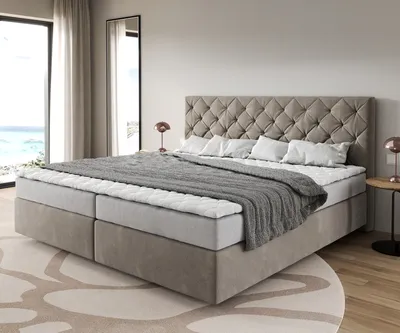 Produktbild von DELIFE Boxspringbett Dream-Great Mikrofaser Beige 200x200 cm Bonell-Matratze PolyurethanTopper