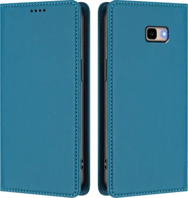Produktbild von Handyhülle für Samsung Galaxy J4 Plus, Kunstleder Klapphülle Stoßfeste Magnetische Hülle mit Ständer Blau