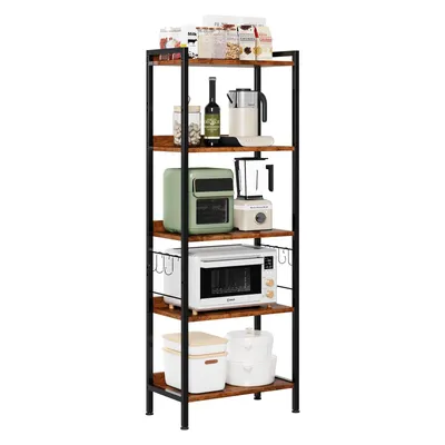 Produktbild von Iropro Küchenregal mit 5 Ebenen, Standregal, Aufbewahrungsregale, 8 S-Haken, freistehendes Regal für Wohnzimmer, Schlafzimmer, Büro, 60x35x165cm