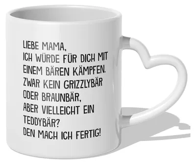 Produktbild von 22Feels Mama Geschenk Muttertag Mutter Tasse Geburtstag Kaffeetasse Frauen Weihnachten Haferl Von Sohn Tochter (Herzhenkel Weiss)