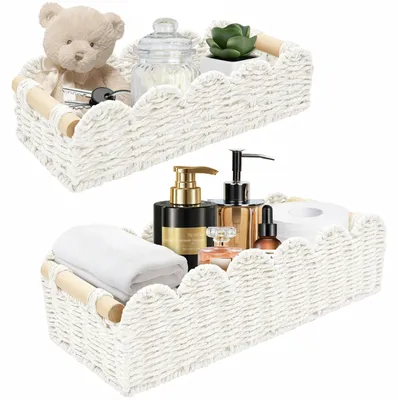 Image de Omgoods - Coffret de 2 paniers de rangement - Paniers en osier tressé avec poignées