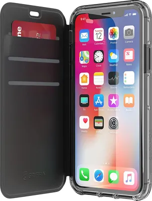 Produktbild von Griffin Survivor, Geldbörsenhülle, Apple, iPhone X, 14,7 cm (5.8"), Grau, Transparent