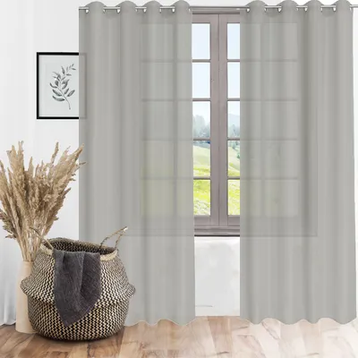 Produktbild von Ösenschal Blickdicht Ösenvorhang Ösengardine Gardine Gardinen Ösen Vorhang Vorhänge Hellgrau 1 Stück 140cm(B) x 245cm(L)