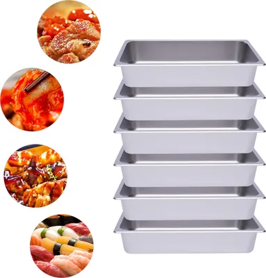 Produktbild von 6pcs Gastronormbehälter Edelstahl Behälter Hotel Pan 53*33*10cm Tiefe 100mm