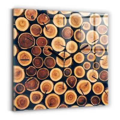Produktbild von Wallfluent Wanduhr – Stilles Quarzuhrwerk - Uhr Dekoration Wohnzimmer Schlafzimmer Küche - Zifferblatt mit Striche - schwarze Zeiger - 30x30 cm - Holz