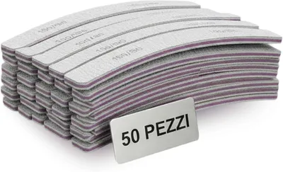 Imagen del producto de Juego de limas de uñas con forma de media luna, 50 unidades, grano 100/180, 17,8 x 2,5 cm, para manicura y pedicura