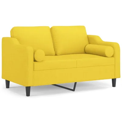 Produktbild von vidaXL 2-Sitzer-Sofa mit Zierkissen Hellgelb 120 cm Stoff