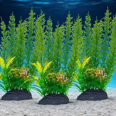 Obrázek produktu pro 3 kusy umělých rostlin do akvária, velké dekorace, zelené, vhodné pro domácí použití
