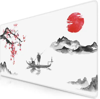 Produktbild von Titanwolf Gaming Mauspad XXL, 900 x 400 x 3 mm, Schreibtischunterlage, abwaschbar, rutschfeste Rückseite, Geschwindigkeit & Präzision, Ink Sakura 5