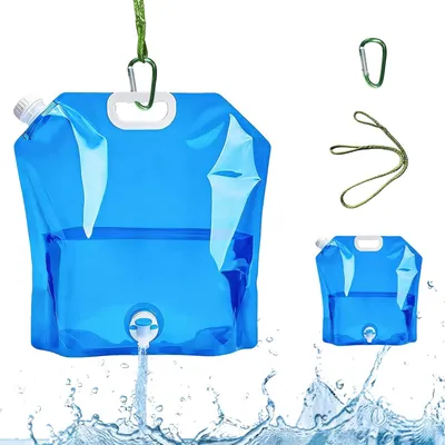 Image de Bidon pliable de 5 litres et 10 litres, avec mousqueton, pour le camping
