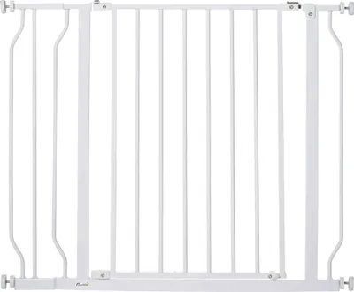 Obrázek produktu pro Zábrana pro psy D06-109, dvoucestné otevírání, nástěnný držák s patentkami, nastavitelná od 75 cm do 95 cm, bílá